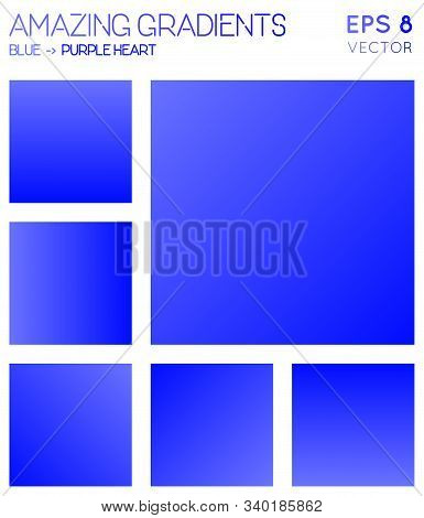 Colorful Gradients In Blue, Purple Heart Color Tones. Alive Background, Alluring Vector Illustration