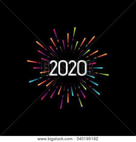 Happy New 2020 Year. Holiday Vector Illustration With Festive Typographic Composition. New Year 2020