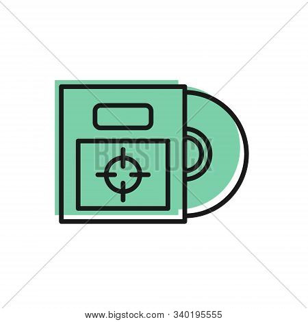 Black Line Cd Or Dvd Disk In Box Icon Isolated On White Background. Compact Disc Sign. Vector Illust