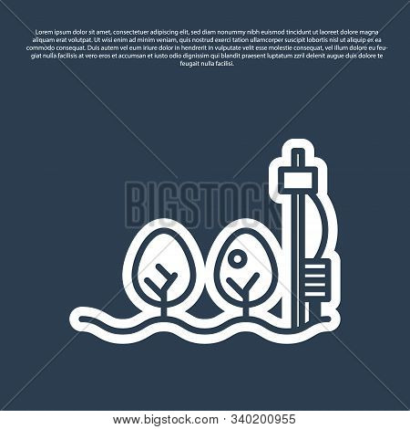 Blue Line Standalone Sensor And Plant Icon Isolated On Blue Background. Vector Illustration