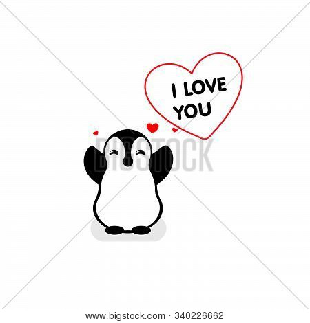 Isolated Vector Penguin Logo. Designed Animals Icon. Cartoon Illustration. Winter Signs. Black, Whit