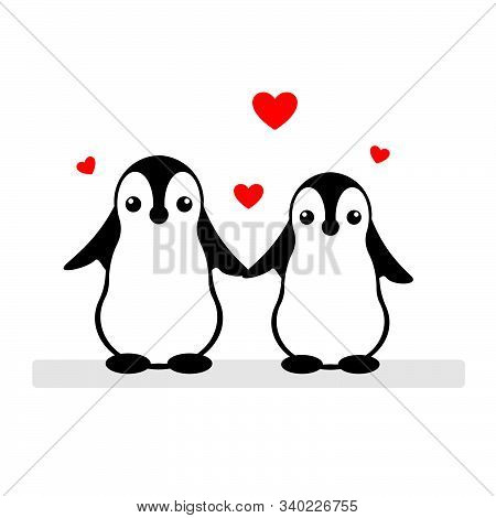 Isolated Vector Penguin Logo. Designed Animals Icon. Cartoon Illustration. Winter Signs. Black, Whit