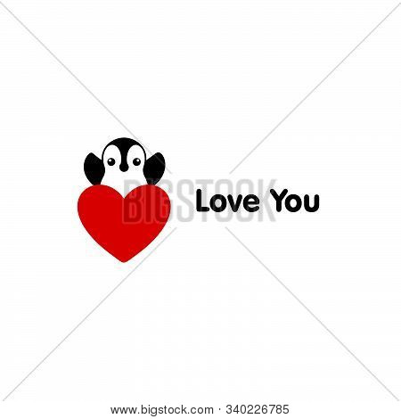 Isolated Vector Penguin Logo. Designed Animals Icon. Cartoon Illustration. Winter Signs. Black, Whit