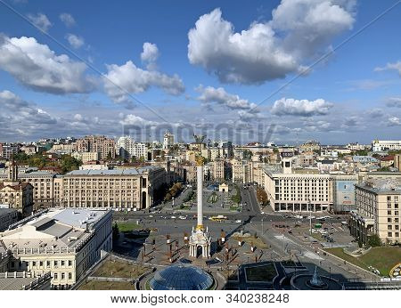 Kiev, Ukraine - October 07, 2019: Top View Of The Main Square Of Kiev Maidan