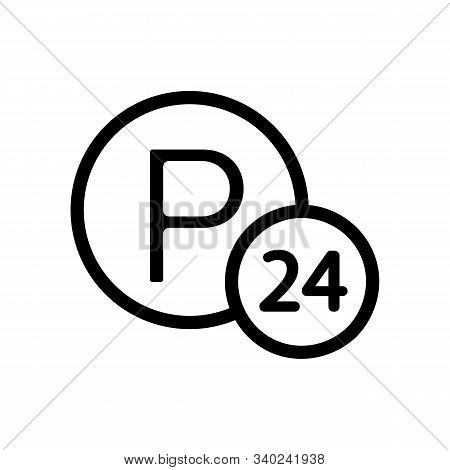 Round-the-clock Parking Icon Vector. A Thin Line Sign. Isolated Contour Symbol Illustration