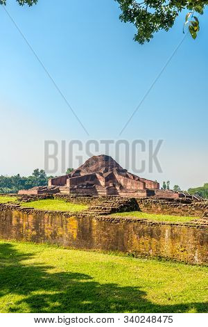 View At The Ancient Ruins Of Somapura Mahavihara In Paharapur, Bangladesh