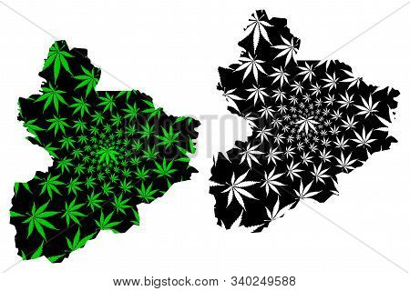 Vallee Du Bandama District (ivory Coast, Republic Of Cote Divoire) Map Is Designed Cannabis Leaf Gre