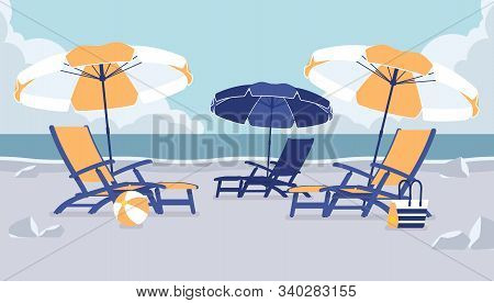 Sea Vacation Beach Chairs. Place For Reflection, Relaxation And Renewal To Experience Journey Therap