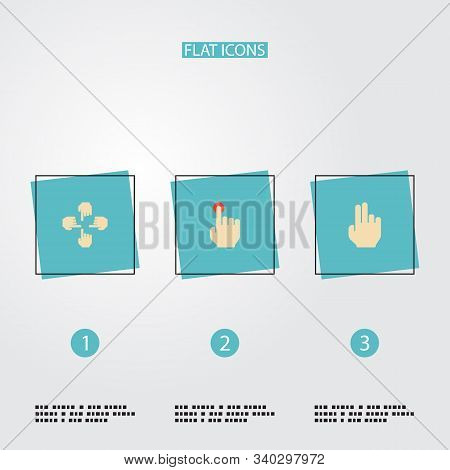 Set Of Gesticulation Icons Flat Style Symbols With Finger, Press, Multitouch And Other Icons For You