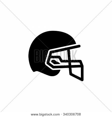 American Football Helmet Glyph Icon Isolated On White. Protective Equipment Of Player. Headgear Of Q