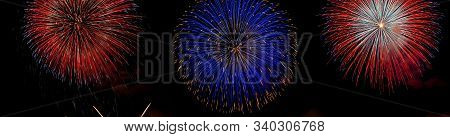 Colorful Fireworks That Explode And Fill The Darkness Of The Night Sky With Colored Light.