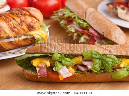 große Gruppe der Sandwiches für eine Tabelle