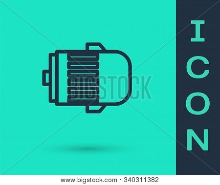 Black Line Electric Engine Icon Isolated On Green Background. Car Alternator. Vector Illustration
