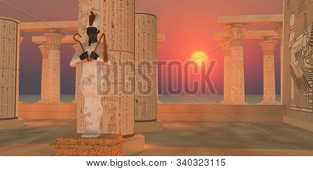 Osiris God Statue 3d Illustration - The Egyptian God Of Resurrection And The Afterlife Osiris Stands