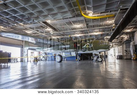 Charleston, South Carolina, United States, Novemner 2019, B25 Mitchell On The Hangar Deck Of The Uss