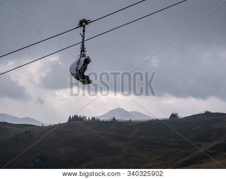 Image Of Chairlift Inski Resort Without Snow In The Off Season, Leogang, Austria
