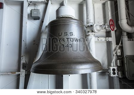 Charleston, South Carolina, United States, Novemner 2019, Original Bell Of The Uss Yorktown