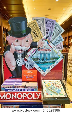 SINGAPORE - CIRCA APRIL, 2019: Monopoly Marina Bay Sands Edition on display in Singapore. Monopoly is a board game currently published by Hasbro.