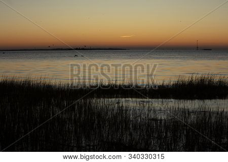 Charleston, South Carolina, United States, November 2019, Sunrise Over Charleston Harbour Bay Lookin