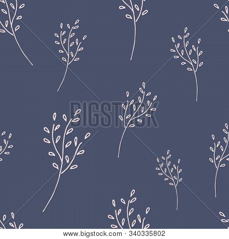 Vector Pattern With Pink Branches And Small Leaves