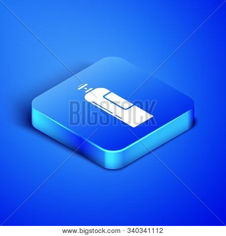 Isometric Industrial Gas Cylinder Tank For All Inert And Mixed Inert Gases Icon Isolated On Blue Bac