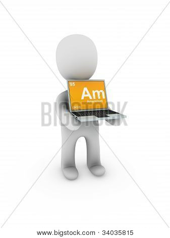Americium-Symbol am Bildschirm laptop