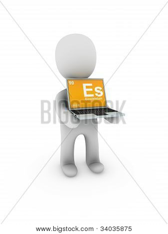 Einsteinium Symbol am Bildschirm laptop