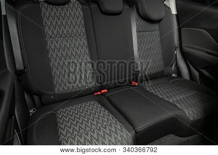 Novosibirsk, Russia - December 06, 2019:  Opel Mokka, Close-up Of The Black  Rear Seats With Seats B
