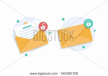 Email Security Concept,secure Email Icon,flat Design Icon Vector Illustration