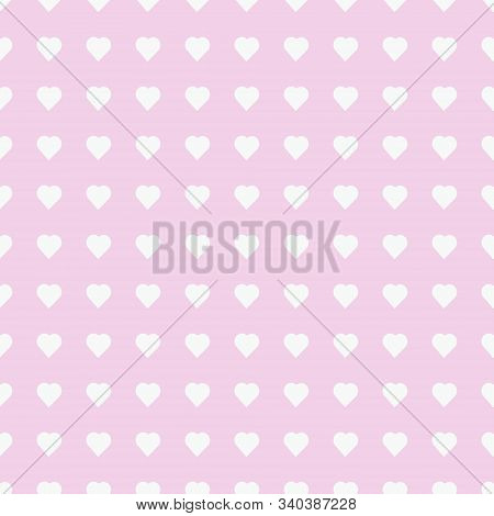 Seamless Pattern With White Hearts On Pink Background. Vector Illustration.