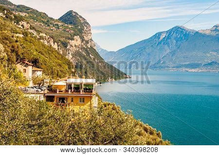 Garda Lake, Lombardy, Italy - September 12, 2019: Scenic View From The Edge Of Western Coast Of Gard