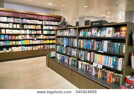 BERLIN, GERMANY - CIRCA SEPTEMBER, 2019: books on display at the Kaufhaus des Westens (KaDeWe) department store in Berlin.