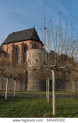 Saint Justinus Church In Winter In Frankfurt Höchst Germany