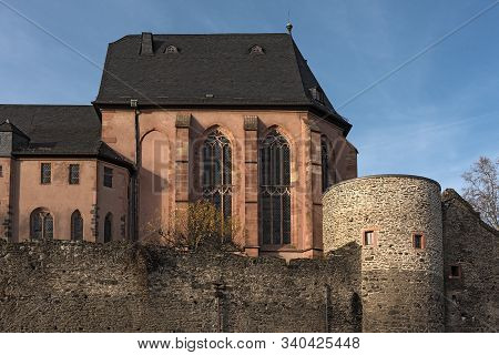 Saint Justinus Church In Winter In Frankfurt Höchst Germany