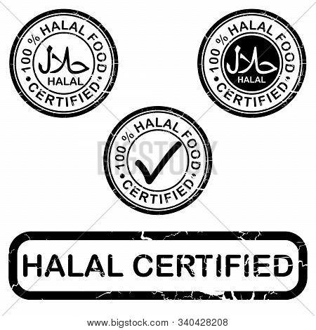 Halal Stamp Design, Halal Certificate, Sticker Vector
