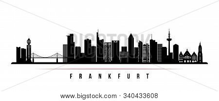 Frankfurt Skyline Horizontal Banner. Black And White Silhouette Of Frankfurt, Germany. Vector Templa