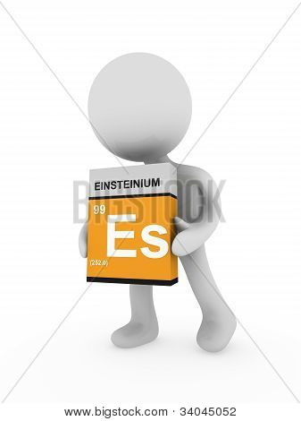 3D Mann tragen eine Einsteinium-box