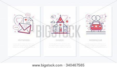 Wedding Celebration - Line Design Style Banners Set