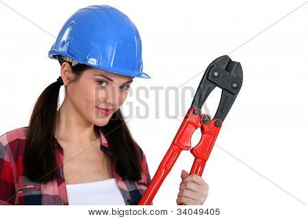 Kobieta builder z boltcutters