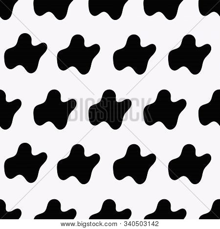 Seamless Pattern With Black Blots On A White Background. Vector Illustration.