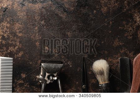 Vintage Barber Tools Dangerous Razor Hairdressing Scissors Old Manual Clipper Comb Shaving Brush.
