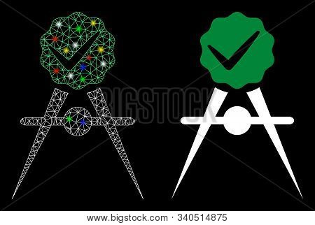 Flare Mesh Quality Control Meter Icon With Glow Effect. Abstract Illuminated Model Of Quality Contro