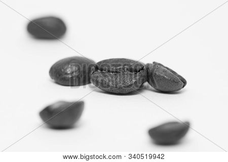 Close Up Of Coffee Beans On A White Background