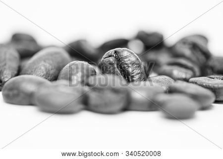 Close Up Of Coffee Beans On A White Background