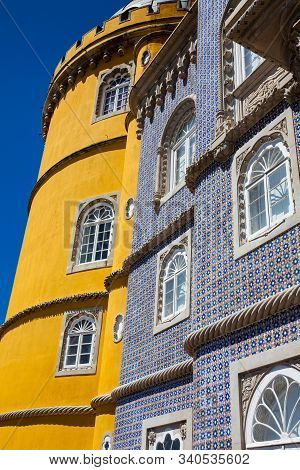 Sintra, Portugal - May, 2018: The Pena Palace A Romanticist Castle Located In Sao Pedro De Penaferri