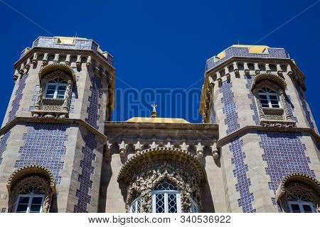 Sintra, Portugal - May, 2018: The Pena Palace A Romanticist Castle Located In Sao Pedro De Penaferri