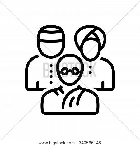 Black Line Icon For Multicultural  Culture Traditional Traditionary