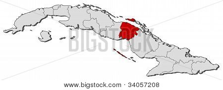 Map Of Cuba, Ciego De Ávila Highlighted