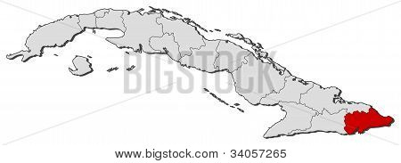 Map Of Cuba, Guantánamo Highlighted