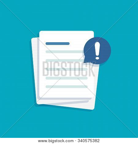 Document With Alert Or Error Notification Bubble,flat Design Icon Vector Illustration
